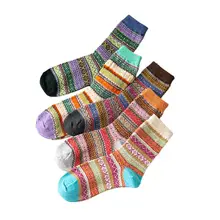 Новинка года; 5 пар теплых зимних плотных вязанных шерстяных носков в полоску; носки унисекс с геометрическим рисунком