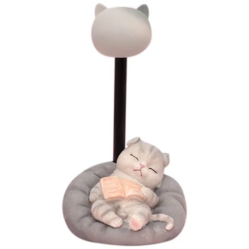 

Night Light Star Lights Animal Night Lamp for Bedside Lamps Kids Girls Dormitory Bedroom Decor White + Grey Cat