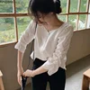2020 Fall Autumn Basic Shirt Single Breasted Button Tops Cute Preppy Style Japan Korea Chic Vintage Blouse Solid White Women Top 2