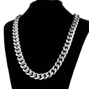 

15mm Heavy Neck Gold Chain For Men Big Long Necklaces Male Gold Color Hiphop Stainless Steel Cuban Chain Necklace