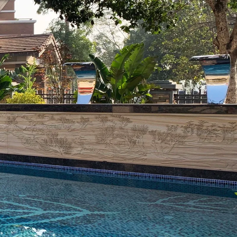 Fontana A Cascata Per Piscina In Acciaio Inossidabile 304 – Misura 19x10x5 Cm, Finitura Specchio, Per Piscine, SPA E Giardini