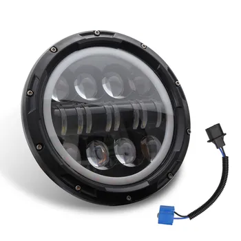

7 Inch 500W Led Headlights With White Halo Ring Angel Eyes+Turn Signal Halo For Jeep Wrangler Jk Tj Cj