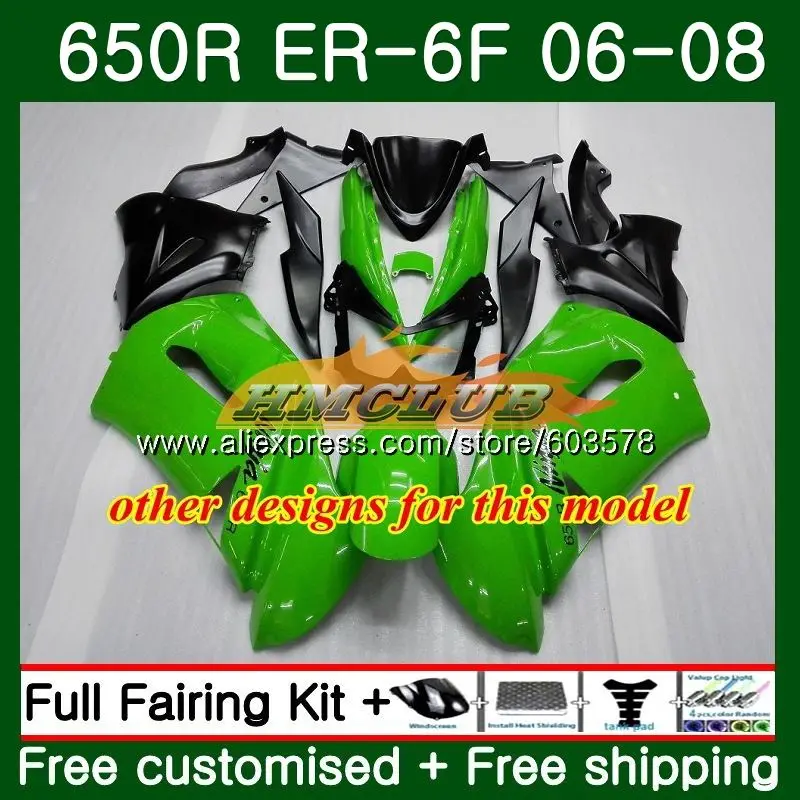 Средства ухода за кожей для KAWASAKI NINJA 650R ER6 F 650 ER6F 06 07 08 27CL. 72 Ninja650R ER-6F 06-08 ER 6F 2006 2007 2008 полностью глянцевый синий обтекатели