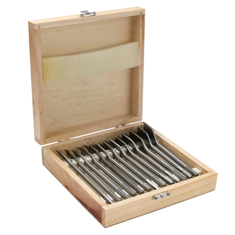 

13Pcs Flat Spade Drill Bits Set Metal Bit Kit Hex Shank Woodworking Tool Accessories