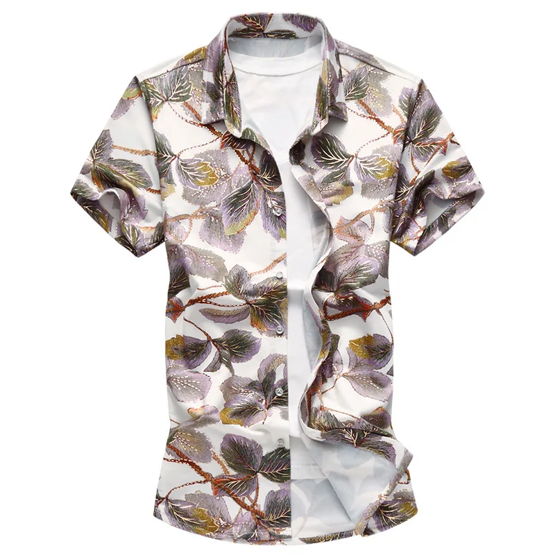 

Bronzing Leaves Pattern 3D Printing Luxury Short Sleeve Shirt Men Summer New Top Quality Soft Comfortable Camisa Masculina M-7XL
