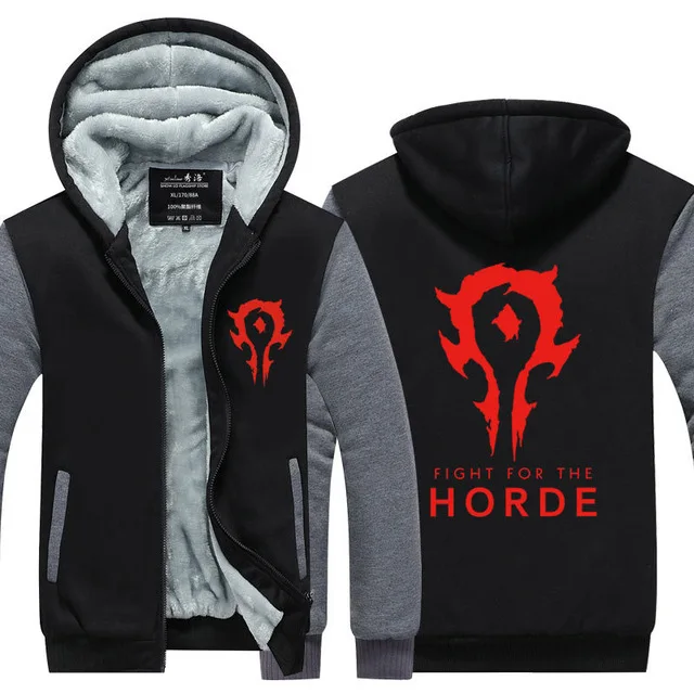 Новинка, зимняя теплая толстовка WOW с капюшоном, игра Dota 2, пальто ALLIANCE& Horde, куртка, пальто для мужчин, толстый флис, на молнии, светящиеся, WOW, толстовки f - Цвет: 1