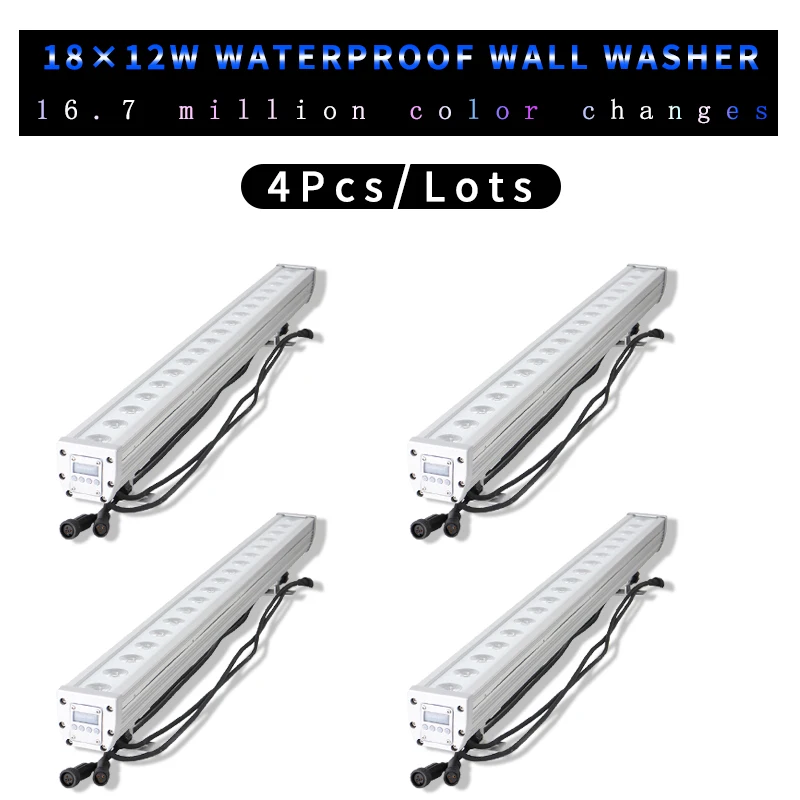 4 шт./лот 18x12 Вт RGBW 4в1 IP65 водонепроницаемый настенный светильник с DMX512 управлением