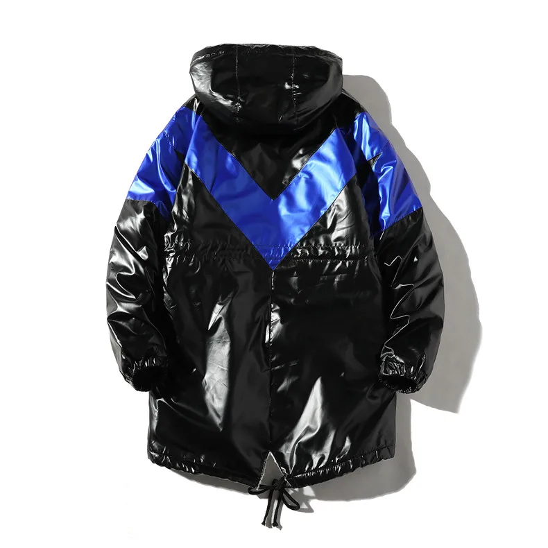 Una Reta Winter Jacket Men New Casual Patchwork Glossy Leather Parka Coat Hip Hop Men Clothes Warm Lambswool Jackets For Men