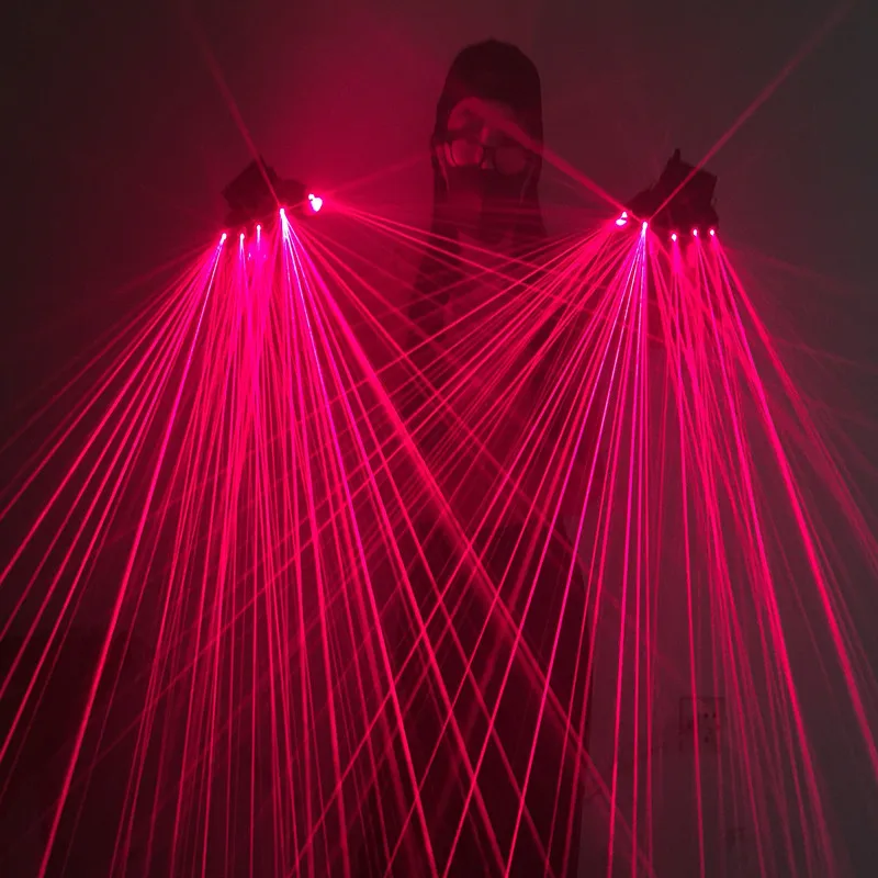 

SJ3 Party wears 5pcs red laser heads gloves dj laser beams light gloves disco robot laser men projector rave show led costume ds