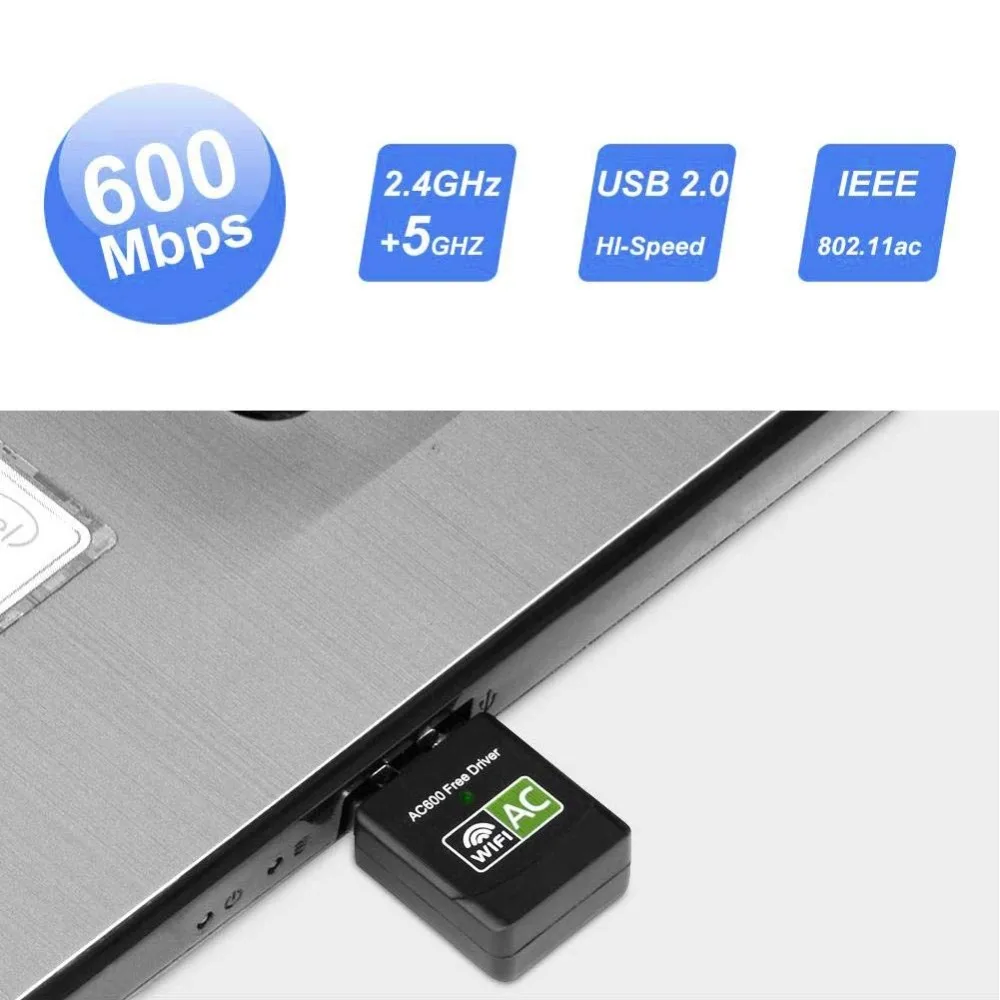 wireless adapter card Free Driver USB Wifi Adapter 600Mbps Wi fi Adapter 5 Ghz Antenna USB2 Ethernet PC Wi-Fi Adapter Lan Wifi Dongle AC Wifi Receiver wifi adapter for desktop