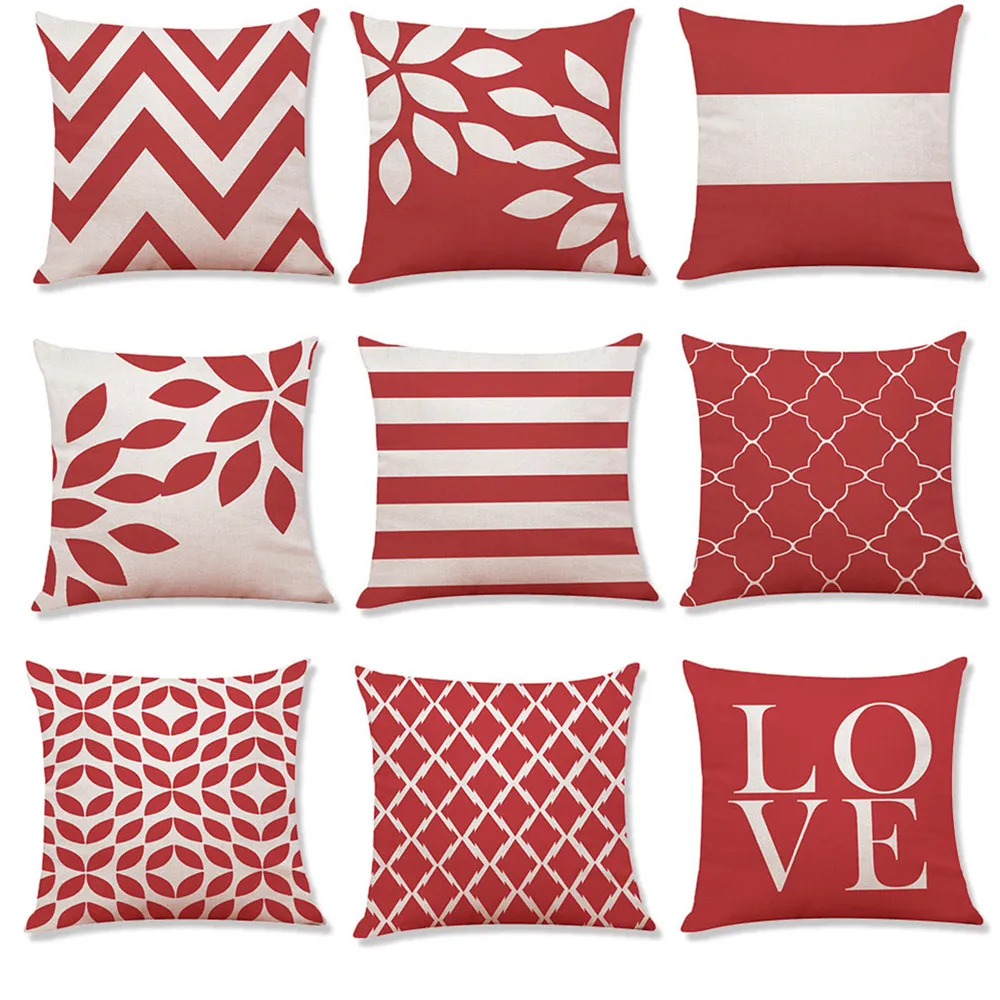 Домашний декор наволочки для подушек красные геометрические наволочки, покрытия для подушек для дивана 45*45 декоративные наволочки для подушек