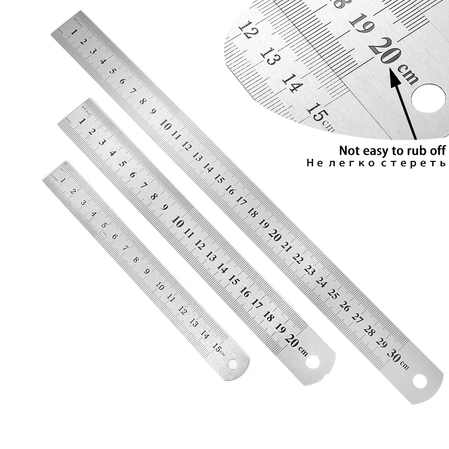 1pcs/lot 15 20 30cm High Quality Stainless Steel Measuring Scale Ruler Precision Double Sided Jewelry Measuring Tool Supplies aluminum alloy positioning block limit ruler woodworking line scribe diy adjustable precision measuring scale tool 200 500mm