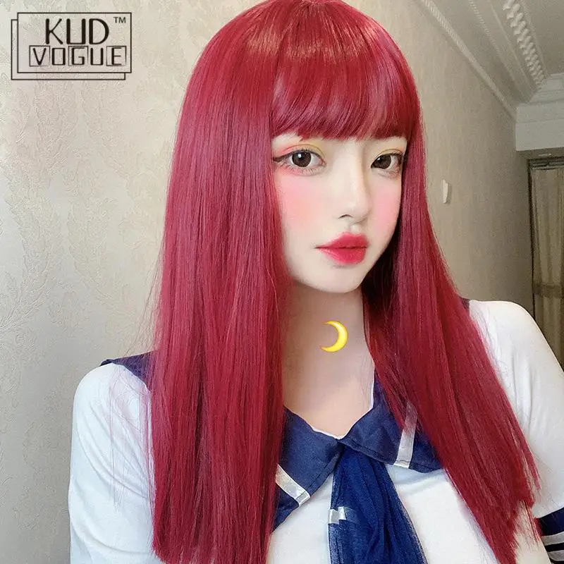 Милые красные парики в стиле &quotЛолита&quot Харадзюку милая челка Боб для девушек