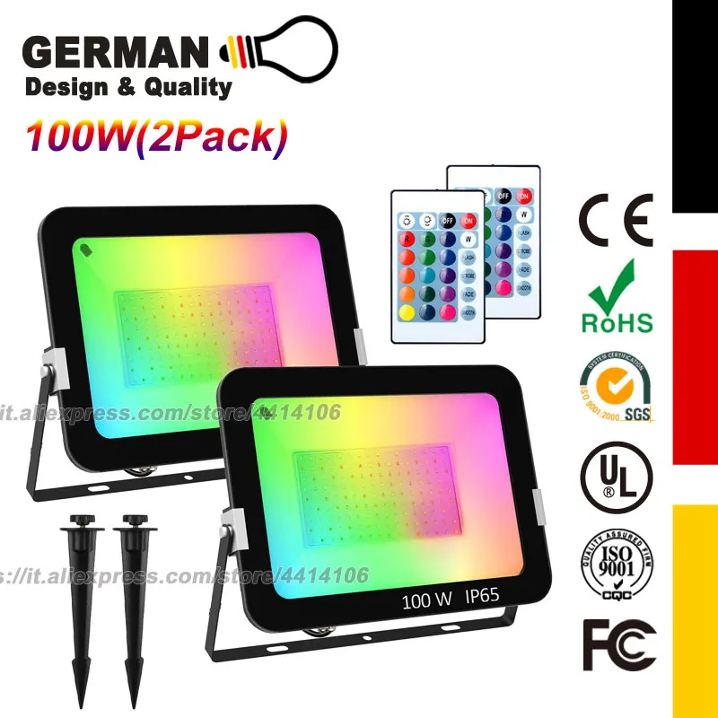 Цветная (RGB прожекторы 100 Вт светодиодный прожектор света Цвет изменение с
