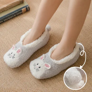 Womens Slipper Socks Low Cut Comfy&Warm Animal Non-skid Bedroom Slippers Cozy House Socks Non-skid Bedroom Fluffy Slippers