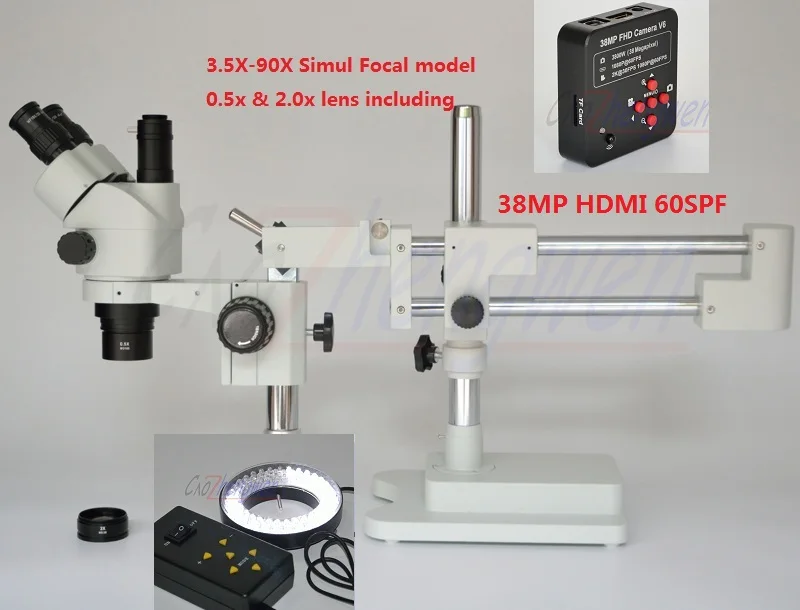

38MP Full HD 1080P 60FPS HDMI Electron Industry Digital Microscope Camera Mobile phone repair 3.5X-90X Stereoscopic Microscope