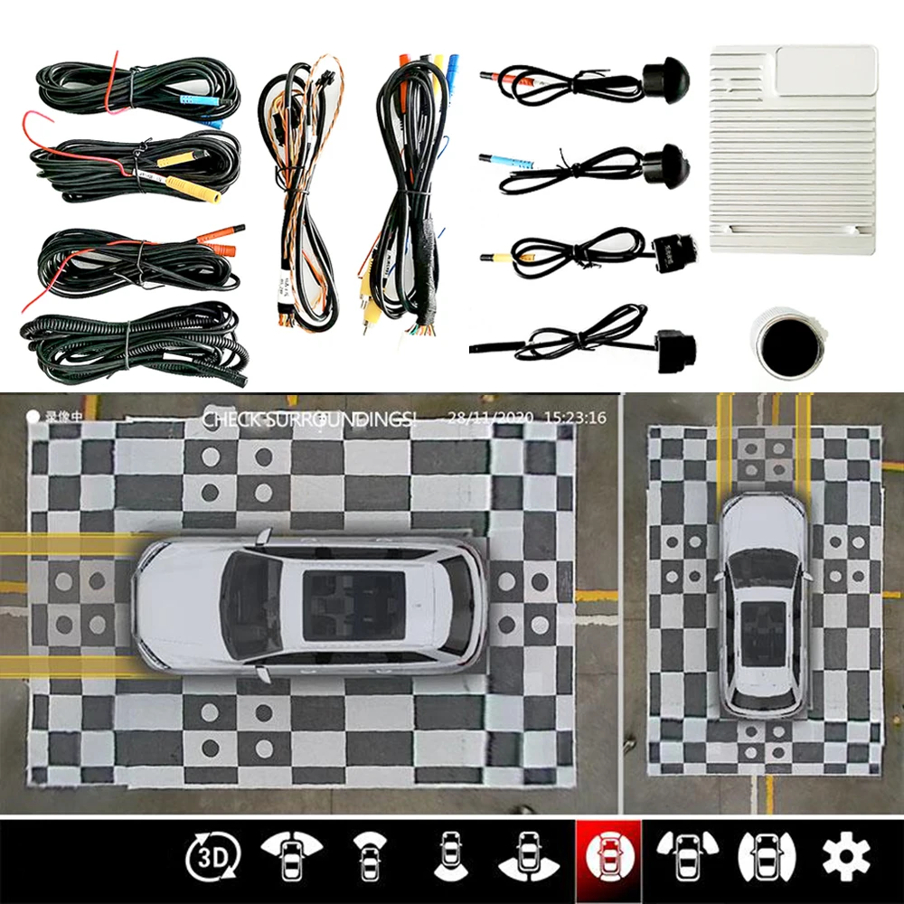 HD 3D AHD Panoramic 360 Panoramic Car Camera All Round Night Vision 2-24 Hours Parking Surveillance Camera Dvr System 360 panoramic camera
