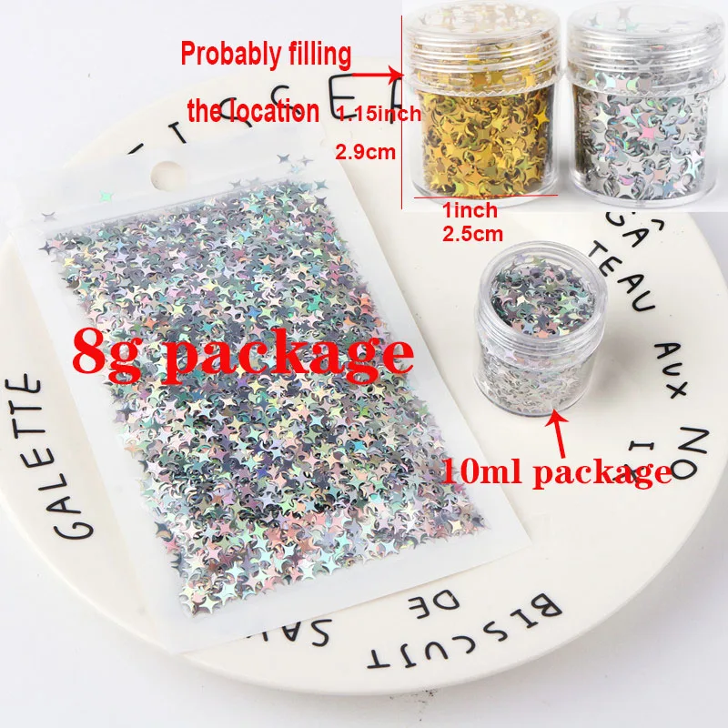 1mm Nail Art Glitter Dust Powder Hexagon Shape PET Ultrathin Sequin Fine Holographic Laser Sparkly Silver Nail Art Decoration nail art decor