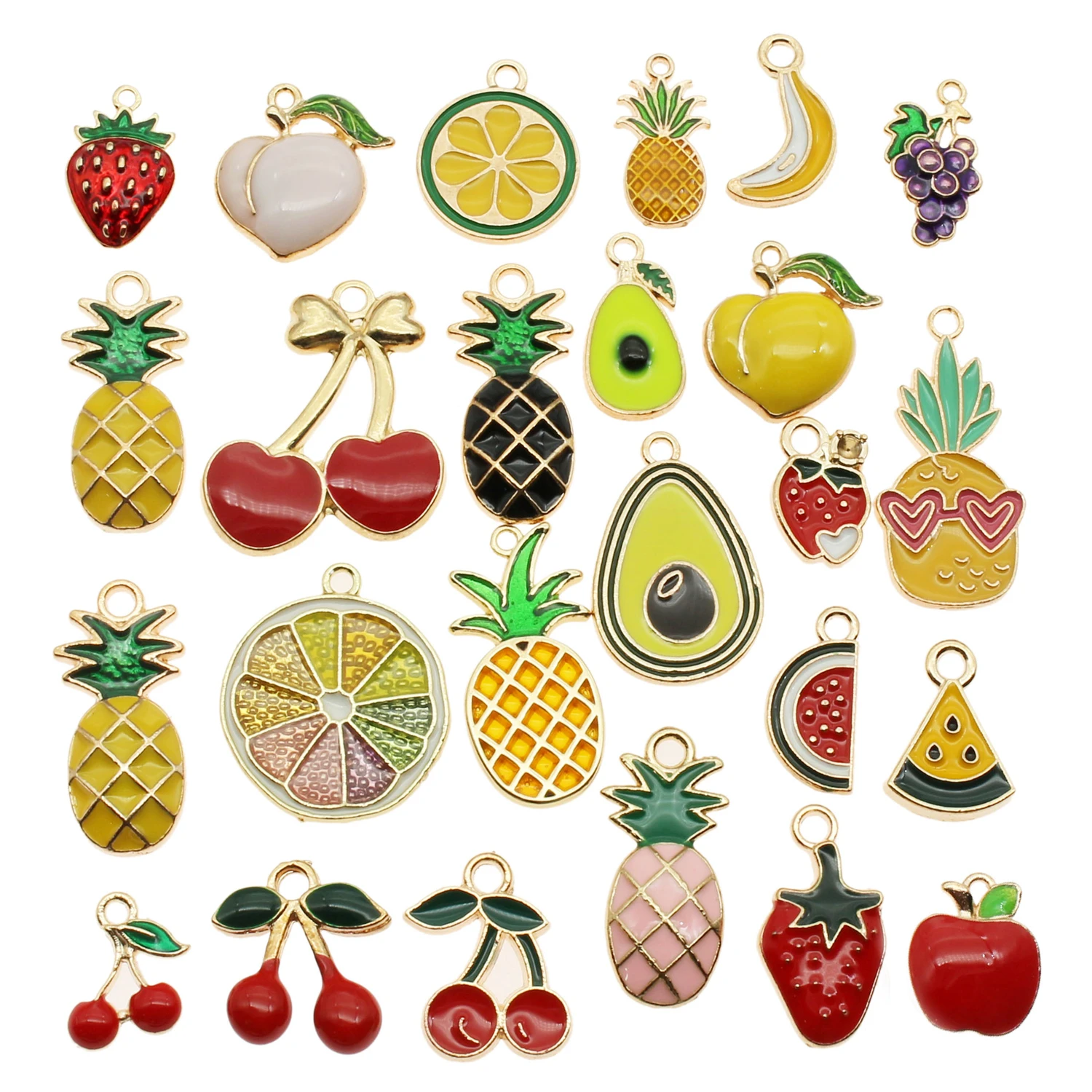 

20pcs classics fruit floating charms Pendants Alloy Metal Earring Keychain Package Enamel Charms For DIY Earrings Jewelry Making