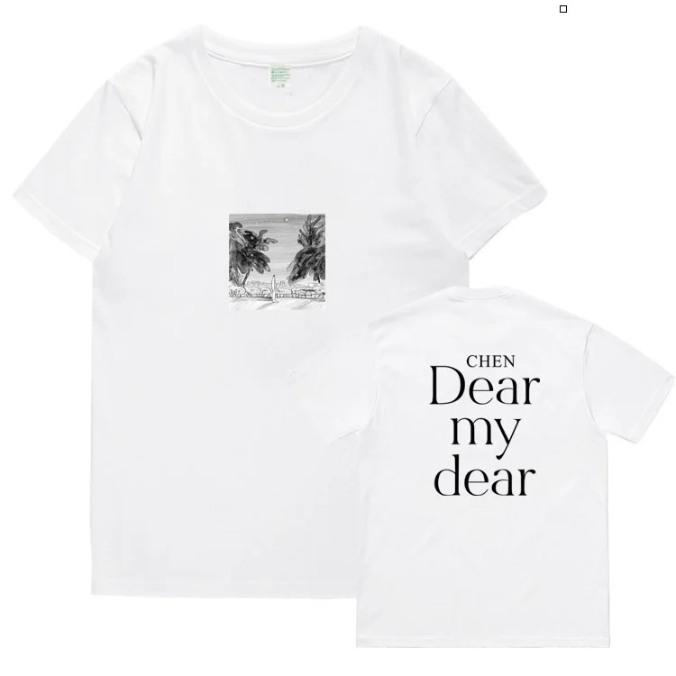 Летняя Стильная Футболка kpop exo chen album dear my dear That с принтом футболка унисекс с круглым вырезом и короткими рукавами k-pop - Цвет: 4