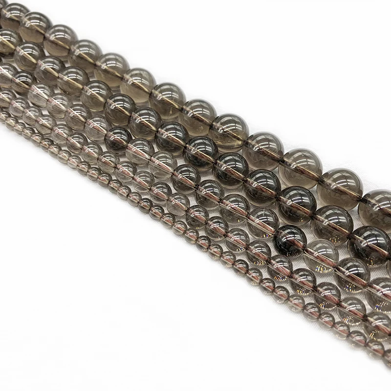 Loose Stone Beads Smoky Quartzs Stone 4 6 8 10 12mm Round Beads For Jewelry Making DIY Charm Glass Bracelet Crystal Perles 15''