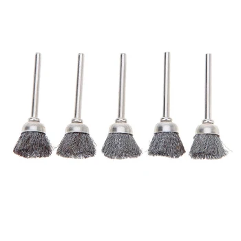 

10 Pcs 3mm*13mm Mini Wire Brush Pen Brushes Brass Cup Wheel For Rotary