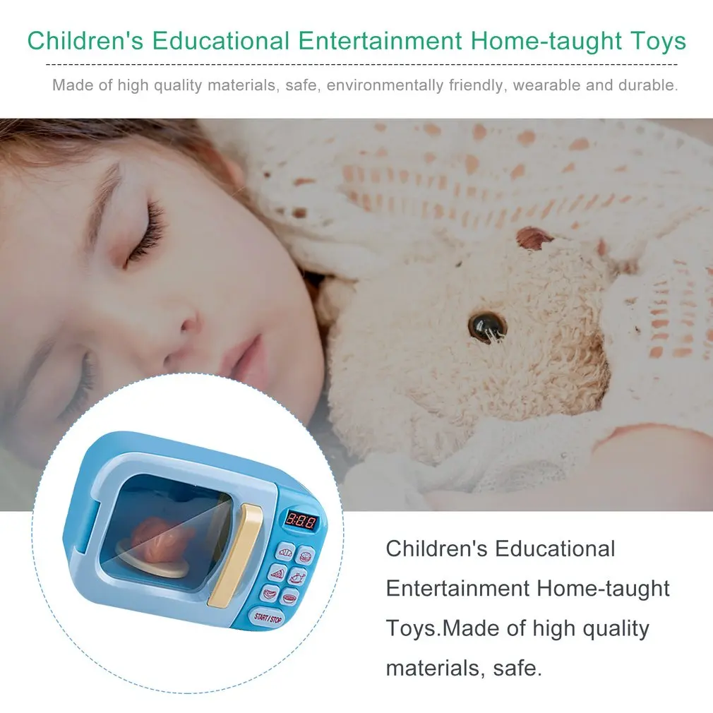 Simulation Microwave Oven Toys Baby Role Playing Toy Electric Household Appliances Analog Microwave Toy Set Education Toy Gift