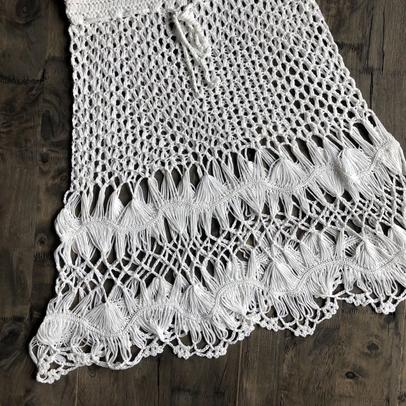 Сексуальные летние вязаные крючком купальники Цветочные BOHO мини юбки прозрачные Парео Пляжная одежда ручной работы открытая Короткая Юбка Кружевное бикини