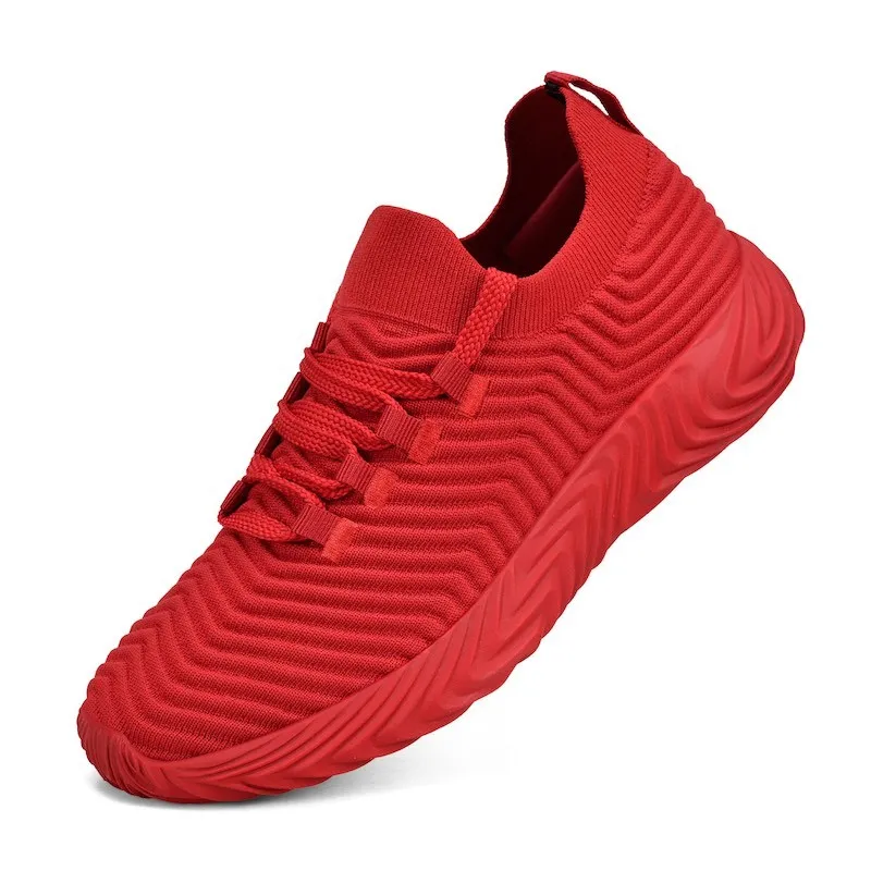 New Men& Women Breathable Running Shoes Outdoor Jogging Walking Lightweight Shoes Comfortable Sports Sneakers - Цвет: red