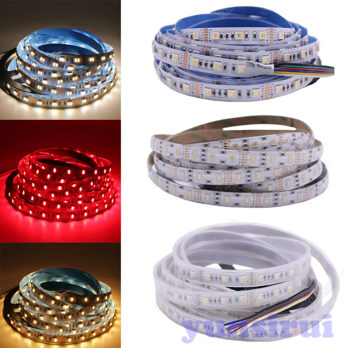 12 мм PCB RGBCCT Светодиодные ленты 5050 DC12V/ 24V Гибкий Светильник RGB + CW WW 5In1 светодиодный