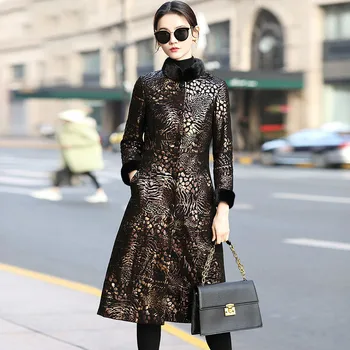 

Mink Fur Collar Real Fur Coat Female Genuine Leather Jacket Autumn Winter Coat Women Clothes 2020 Vintage Sheepskin Coat ZT4809