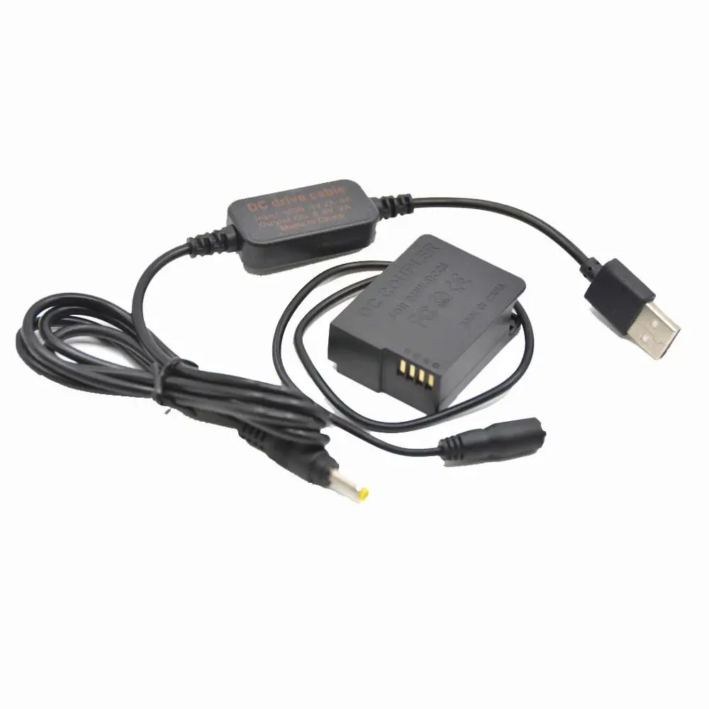 Banco de potencia usb cable + DMW-DCC8 DMW-BLC12E falso batería para lumix DMC GH2 GH2K GH2S G81 G85 GX8 FZ1000 FZ2500 FZ300 FZ200 G6 G7 G5