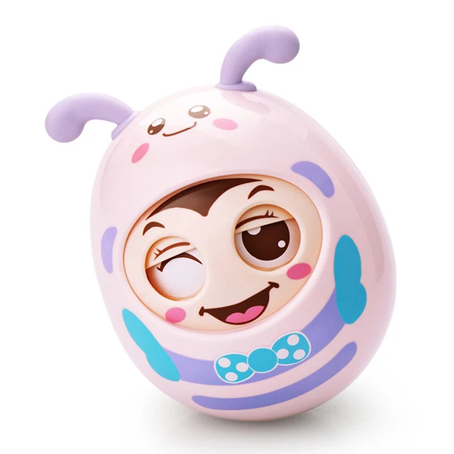 Baby Rattles Mobile Doll Bell Blink Eyes Tumbler Roly-poly Silicon Teether Toy Fun For Newborns Gift Baby 0-12 Months Toys 2