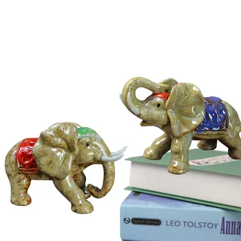 

2 Pcs Ceramics Animal Elephant Sculpture Porcelain Ornaments Crafts Art Figurine Home Office Desktop Decoration Gift