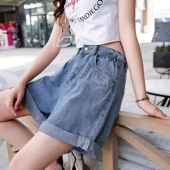 

2020 New Short Feminino High Waist Wide Leg Denim Shorts Women Jean Shorts Women Summer Streetwear Casual Loose Shorts