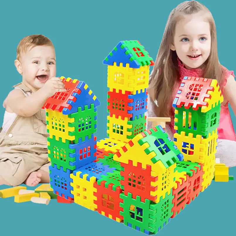 Baby Kids Wood Building Blocks House Learning Puzzle Game Educational Funny Toys 