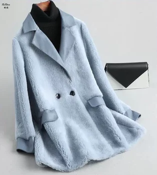

ZiZhen Promotion Casual Woolen Jacket Turn-down Collar Loose Woman Autumn Winter Overcoat anti-season sale KQN10501