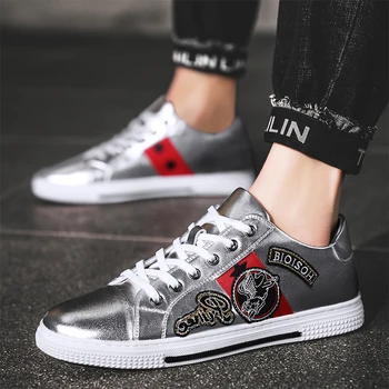 

Spring 2020 Silver Casual Adult Shoes Designer Sneakers For Men Anti-Slippery Mens Fashion Shoes Rubber Walking Shoes Men