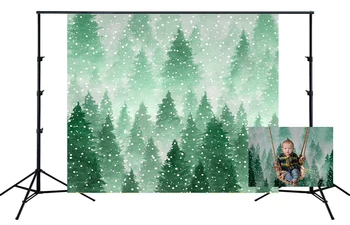 

Backdrop for photo studio green forest white snow flake winter boy children photography Decoration Supplies Background SM-385