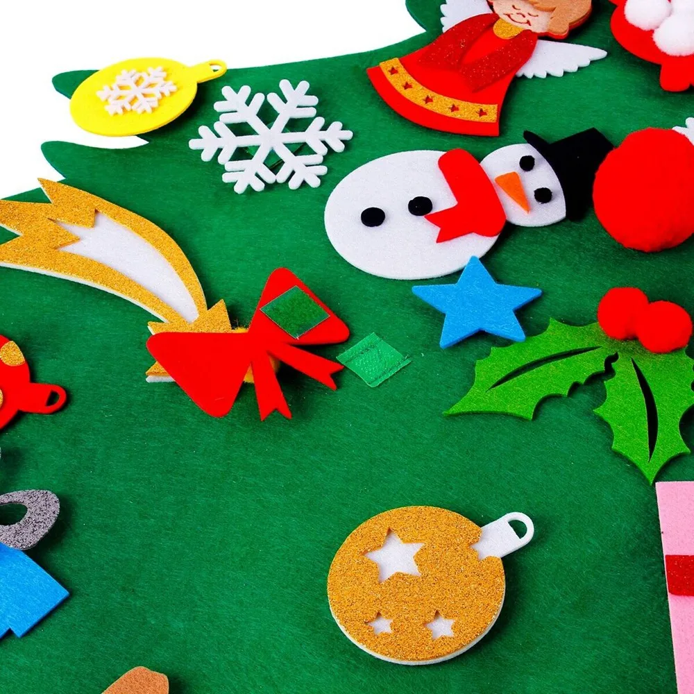 Kids Felt Christmas Tree with Ornaments Xmas Gift DIY Door Wall Hanging Decor