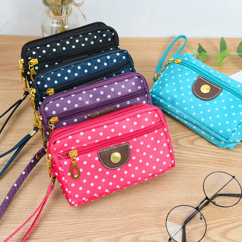 summer New style canvas bag handbag WOMEN'S bag Korean-style three zipper multi-layer wallet carrying bag mobile phone