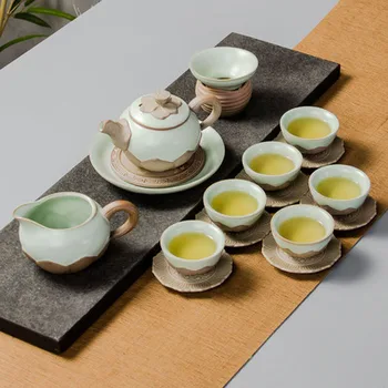 

Traditional Retro Kung Fu Tea Set Teapot Cover Bowl Set Complete Teacup Lotus sheep Pot