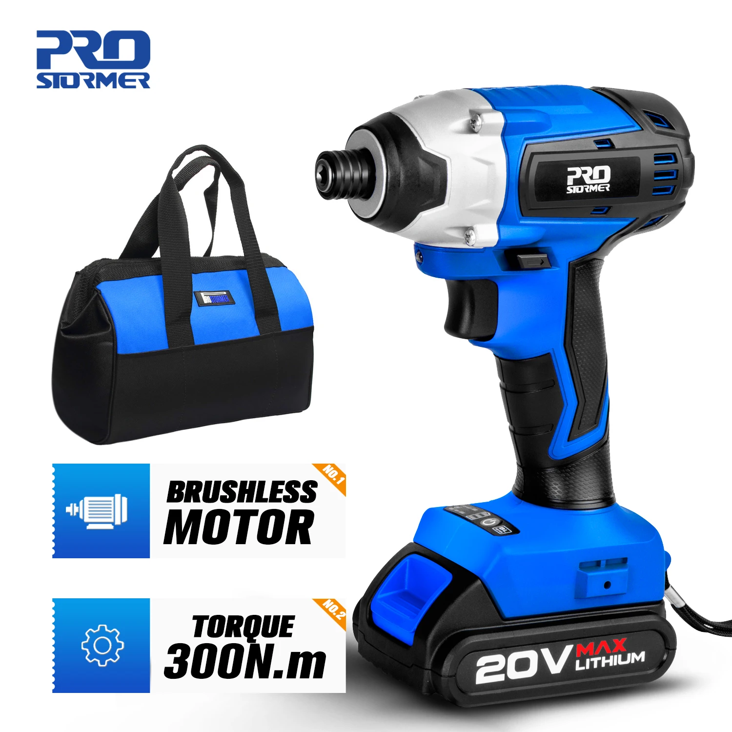 20V Impact Cordless Screwdriver Electric Screwdriver Brushless 300NM
