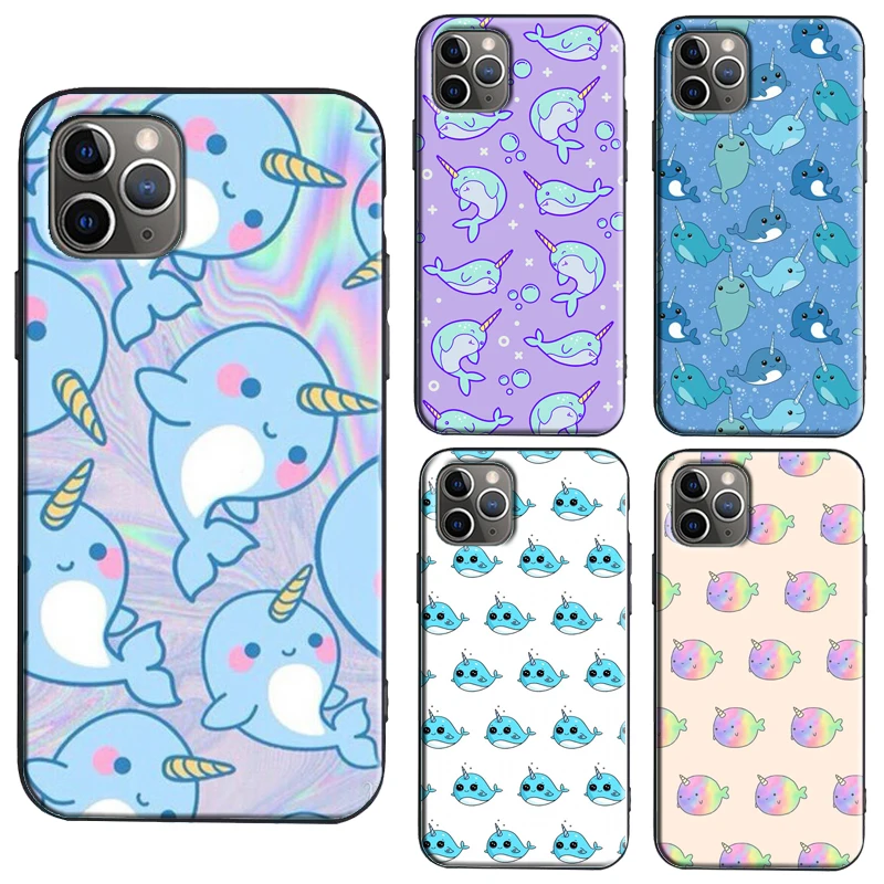 Kawaii Narwhal Collage Tpu Case For Iphone 11 12 13 Pro Max Mini X Xs