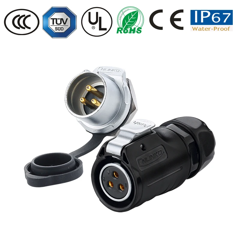 

Waterproof Connector Wire Cable male Plug Female Socket M20 3 Pin led light/Solar Energy/Equipment IP67 power Connector