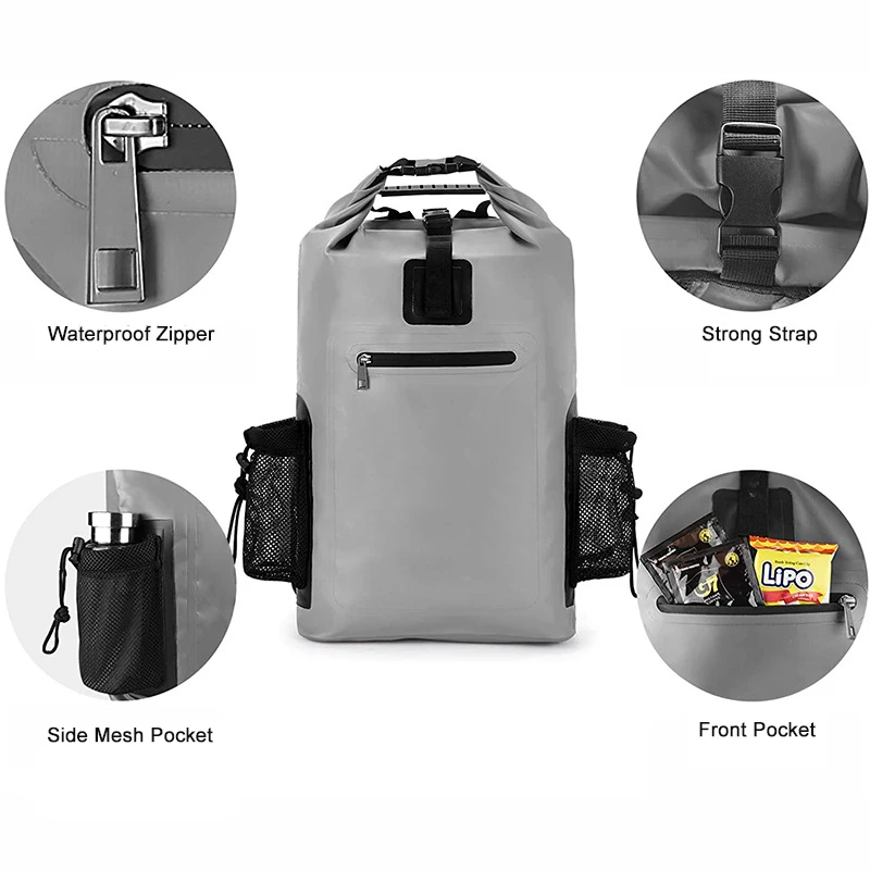 Outdoor Camp Backpack Waterproof River Bag Bucket Fishing Drybag Swim Travel Bag Trekking Hiking Backpack PVC Kayak Boat Bag Men