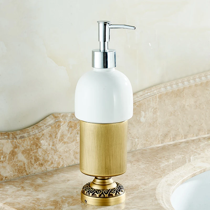 Liquid Soap Dispenser Antique Bronze Finish Brass and Ceramic Hand