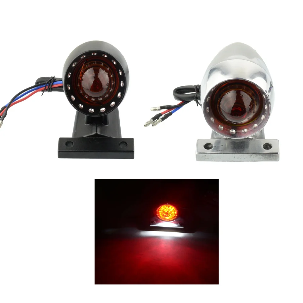 Universal Cafe Racer Vintage Taillight Mesh Grill Brake Stop Lamp Motorcycle Retro Rear Light For Harley Bobber Dyna XL883 1200 |