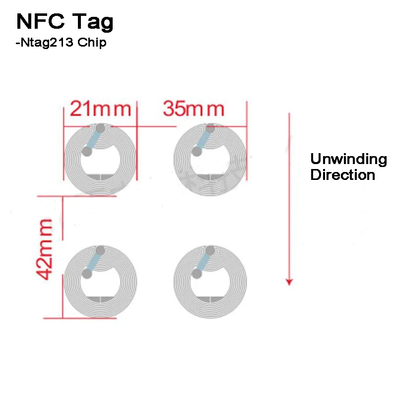 Телефон HF NFC тег с наклейкой Ntag213-chip чтения/записи 13,56 MHz ISO14443A RFID тег влажной инкрустации для оплаты/контроля доступа