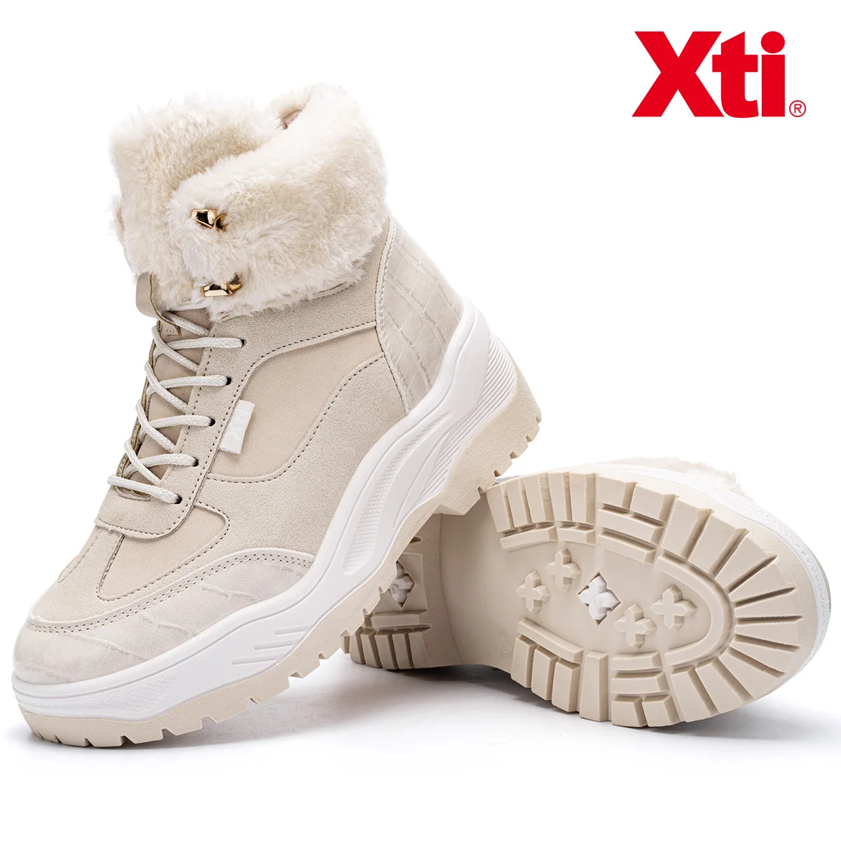 XTI Botas de invierno de cuña para mujer, botines de calcetín plano de  marca de lujo, botas de plataforma de media caña, zapatillas con suela  alta|Botas de nieve| - AliExpress